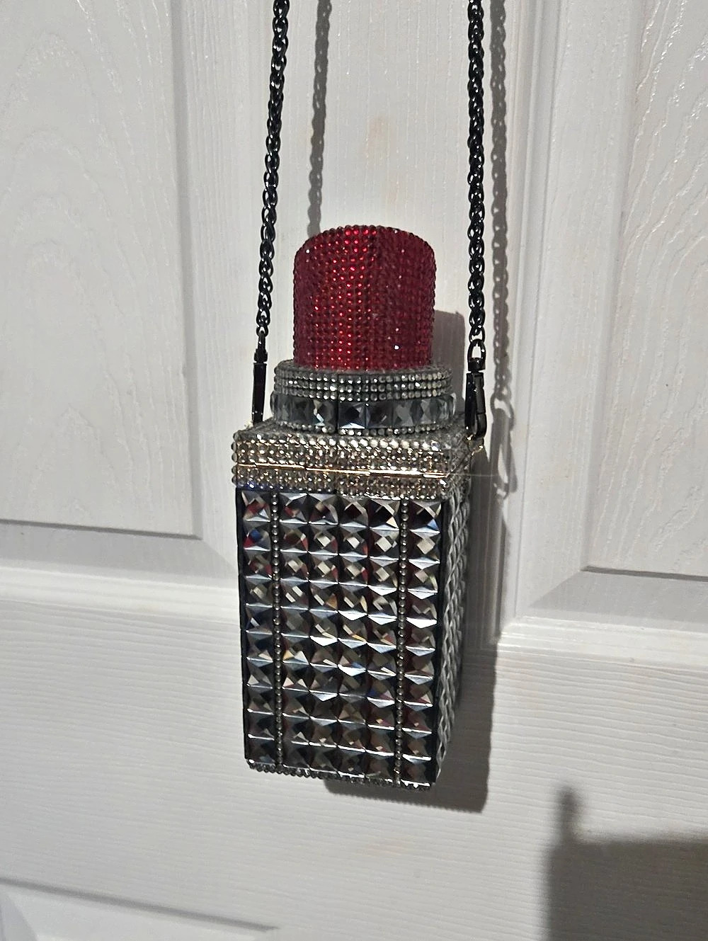 Fashion Nova Lip Stick Rhinestone Embellished Novelty Clutch